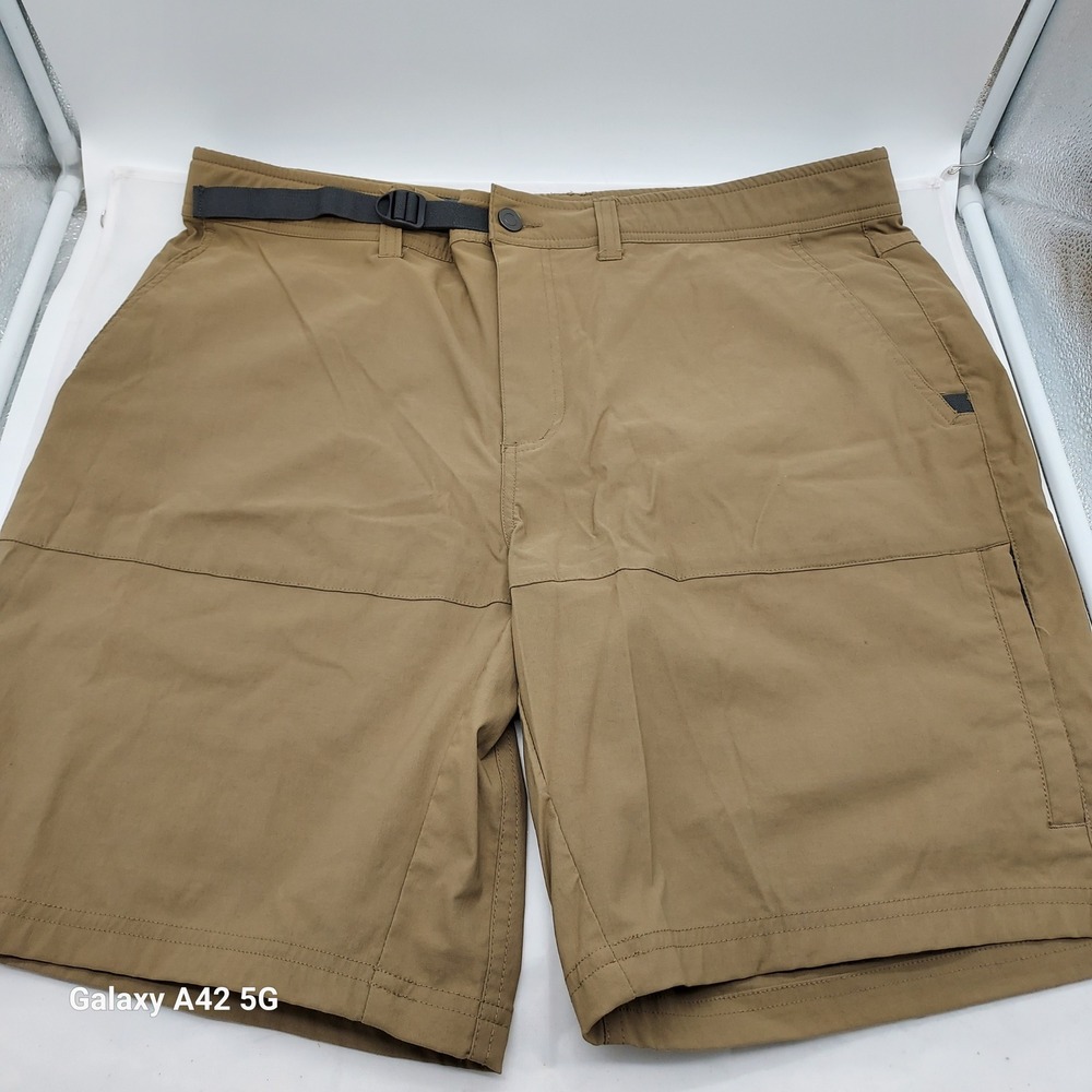 Free Country‎ Mens Hiking Shorts Tan Khaki SZ 38 Built-in Belt Nylon Spandex S24